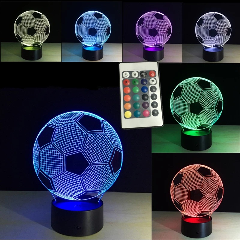 Comercio exterior creativo lámpara de mesa LED fútbol regalo 3D acrílico luz de la noche fuente de alimentación USB estéreo lámpara de noche luminosa