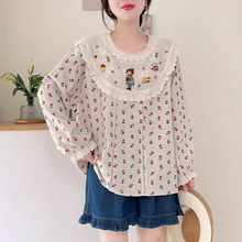 春季新款衬衫森女系娃娃衫日系棉T恤宽松上衣套头内搭女装 80766
