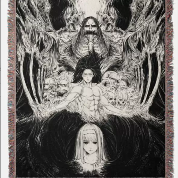 定制卡通动漫挂毯棉线毯沙发盖毯户外露营毯防潮野餐垫房车车尾毯