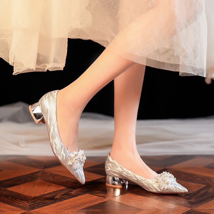 3333C-015 Low Heel Pointed Toe Tiger Skin Pattern High Heels Comfortable Elegant Women's Shiny Wedding Party Shoes_voghion.com