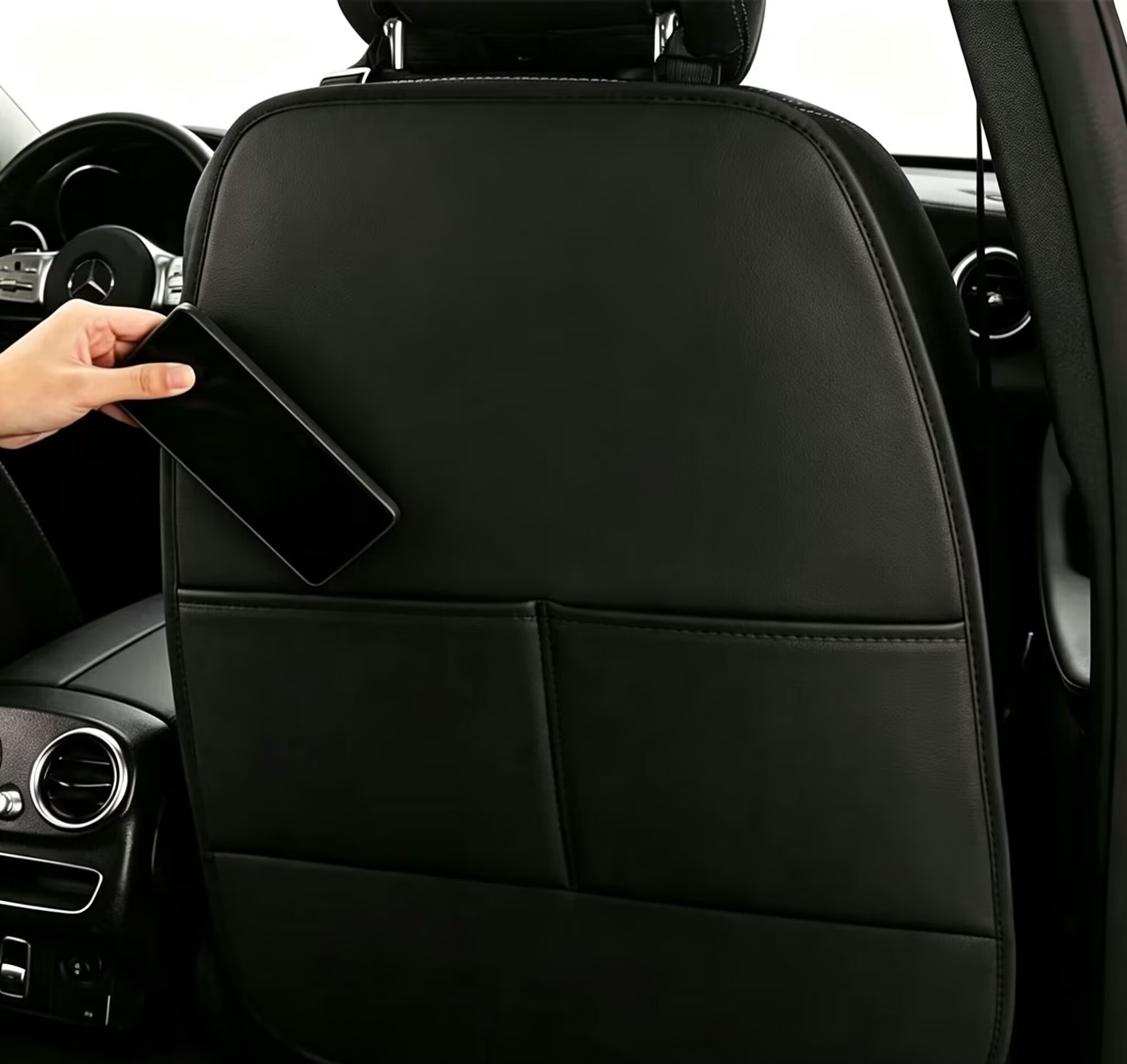 Car anti-kick mat, children's seat back anti-kick mat, solid color, no pattern, leather anti-kick mat, universal model
