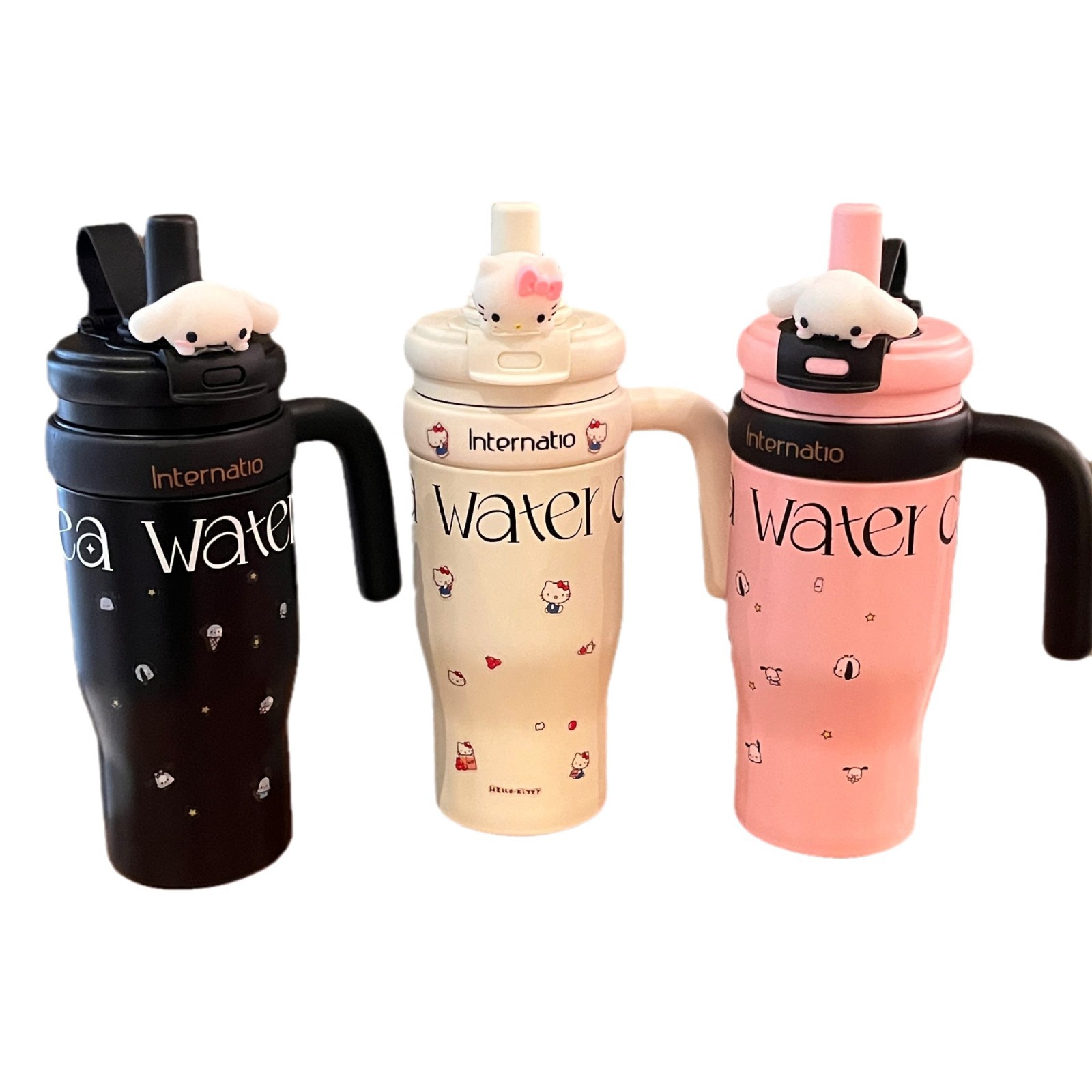 Simple 304 taza de acero inoxidable taza de café de alta capacidad para hombres y mujeres con mango portátil taza de agua de paja