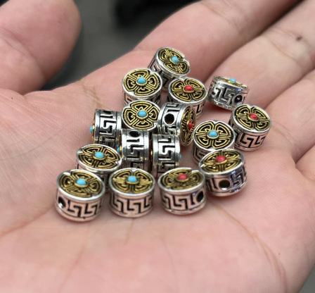 チベット白銅花びらビーズ手作り diy ビーズブレスレットトップビーズネックレスペンダントアクセサリー|undefined