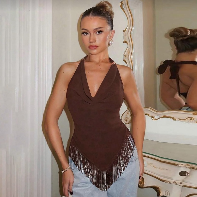 2026 nuevo estilo de moda de verano de ropa de mujer transfronteriza cuello swing cuello de diseño de correa delgada chaleco pequeño chaqueta al por mayor image 6