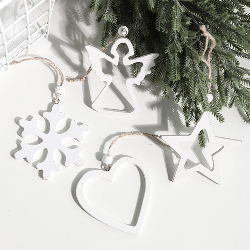 Christmas decoration wooden Christmas cut-out Christmas tree wooden heart pentagram snowflake angel hanger gift