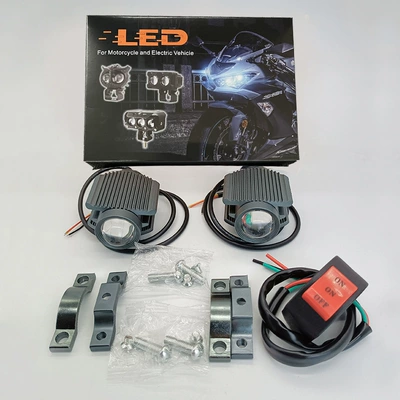 Vehicle Headlight, Super Bright | Motorcycle headlights, headlights - 3570-high-brightness-no-flash-two-color-yellow-light-white-light-black-pair-switch-installation-package
