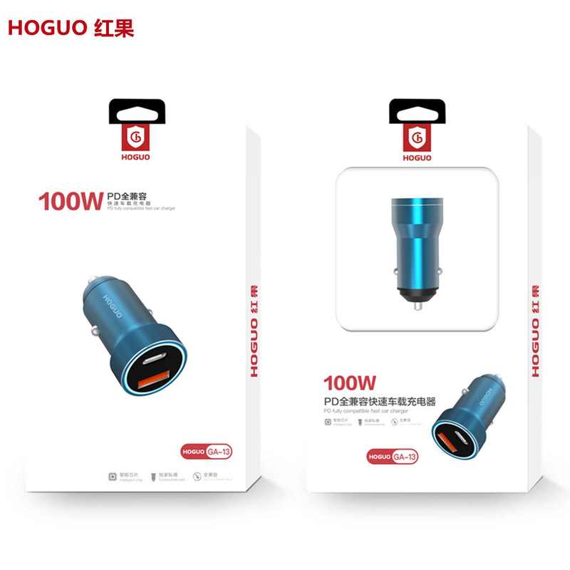Hongguo GA-13 100W aluminum alloy car charger for Apple Android 20WPD fast charging car charger