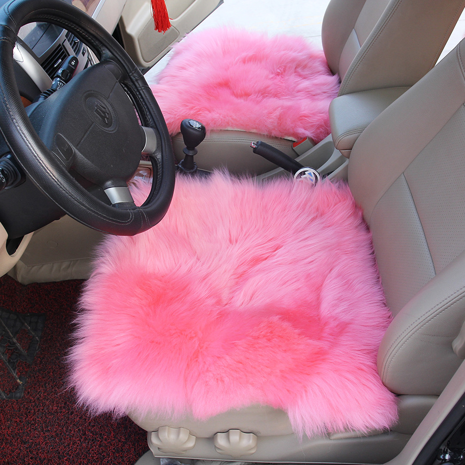Pure Wool Car Seat Cushion Without Backrest Three-Piece Set Front and Rear Single Piece Square Cushion Fur Integrated Whole Goatskin Fur Cushion
