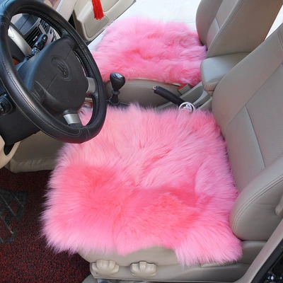Pure Wool Car Seat Cushion Without Backrest Three-Piece Set Front and Rear Single Piece Square Cushion Fur Integrated Whole Goatskin Fur Cushion (Wool pad) - please-choose-a-color-pink-a-square-mat-cut-from-the-whole-sheepskin