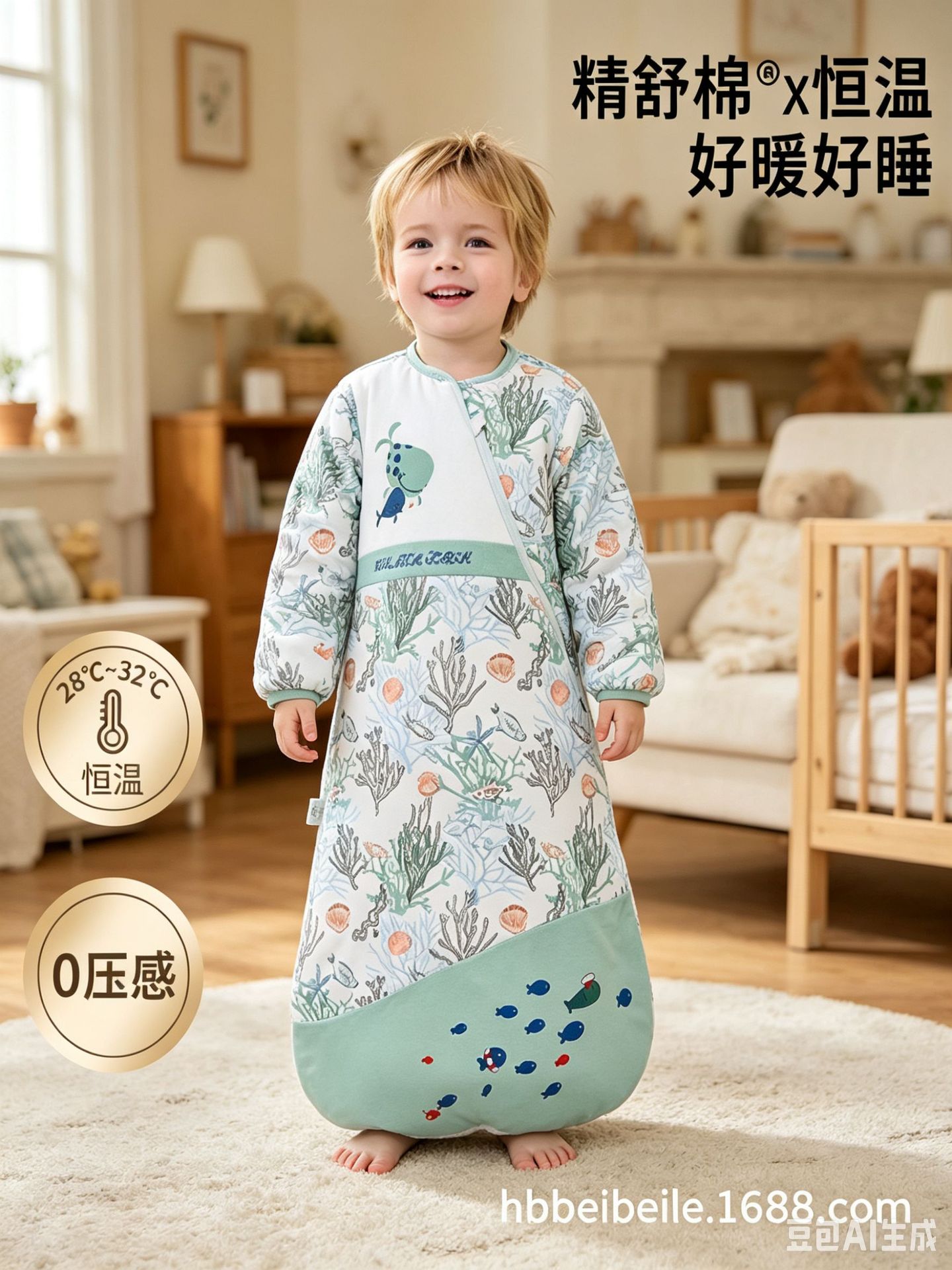 Candy Teddy thickened male and female baby anti-kicking quilt pure…
