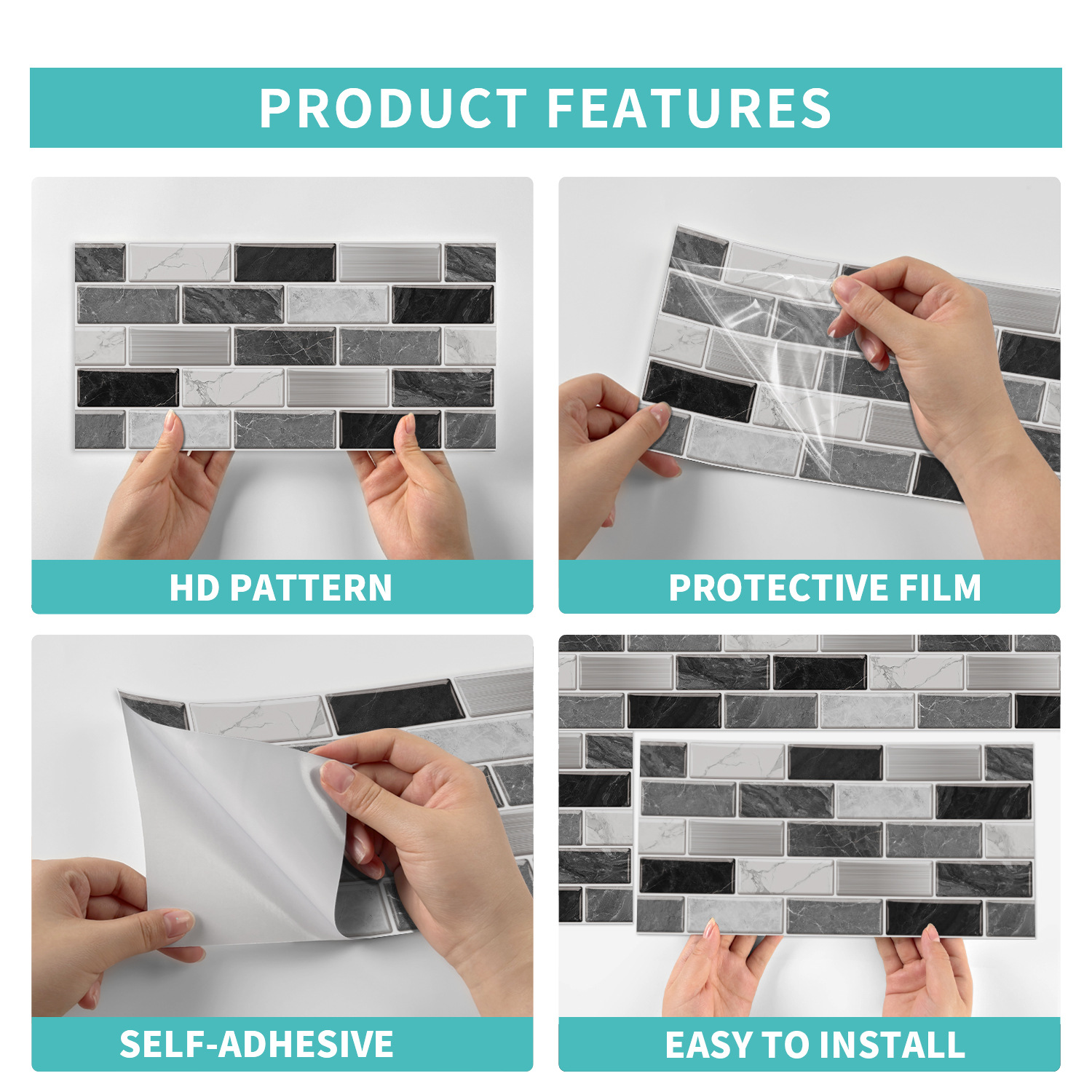 Pellicola autoadesiva in PVC per piastrelle, impermeabile, per cucina, bagno, soggiorno, carta da parati_voghion.com