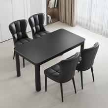 长方形岩板餐桌小户型家用现代简约纯黑白餐桌椅组合4人6人饭轩卢