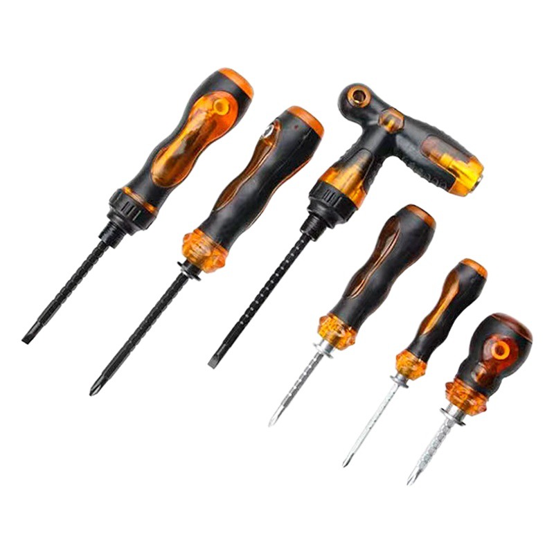 Destornillador cruzado de trinquete genuino destornillador de una palabra de grado industrial con destornillador telescópico multifunción en forma de T magnético fuerte