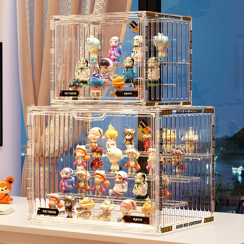 盲盒收纳展示架泡泡玛特popmart集装箱透明亚克力高级手办展示柜