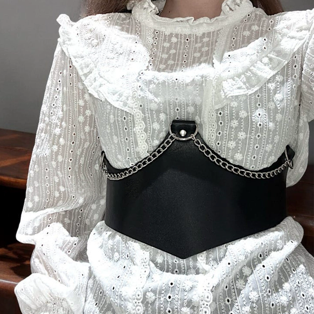 Новый трансграничный пояс во французском стиле, модный универсальный ремень из рыбьей кости, кружевная юбка, широкий пояс с цветными блоками, утягивающий заводской оптовый продажи