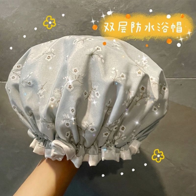 浴帽防水洗澡帽家用沐浴新款防湿头发套厨房防油烟加厚双层|undefined