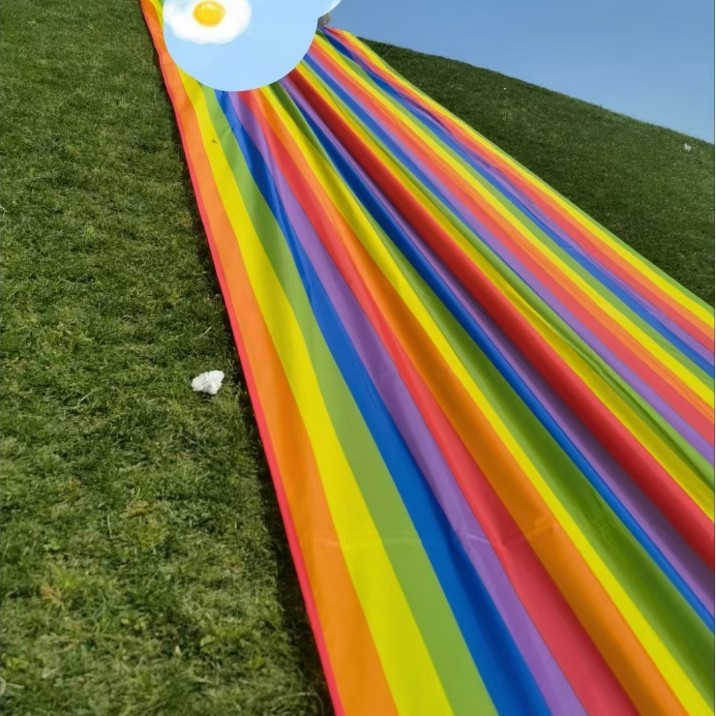 Alfombra infantil de tela Oxford a rayas de arcoíris, antideslizante, gruesa, para exteriores, sin olor ni decoloración