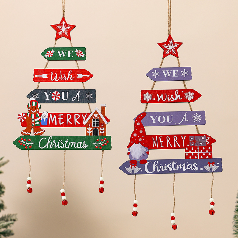 跨境圣诞节挂件木质工艺挂牌派对场景布置装饰christmas挂件批发|undefined