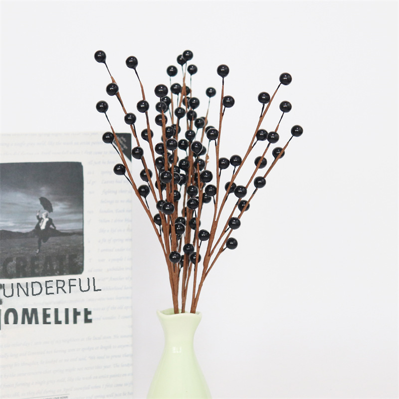 Artificial plant floral home decoration red fruit wedding DIY ornaments Berry branch desktop decoration ornaments red fruit_voghion.com