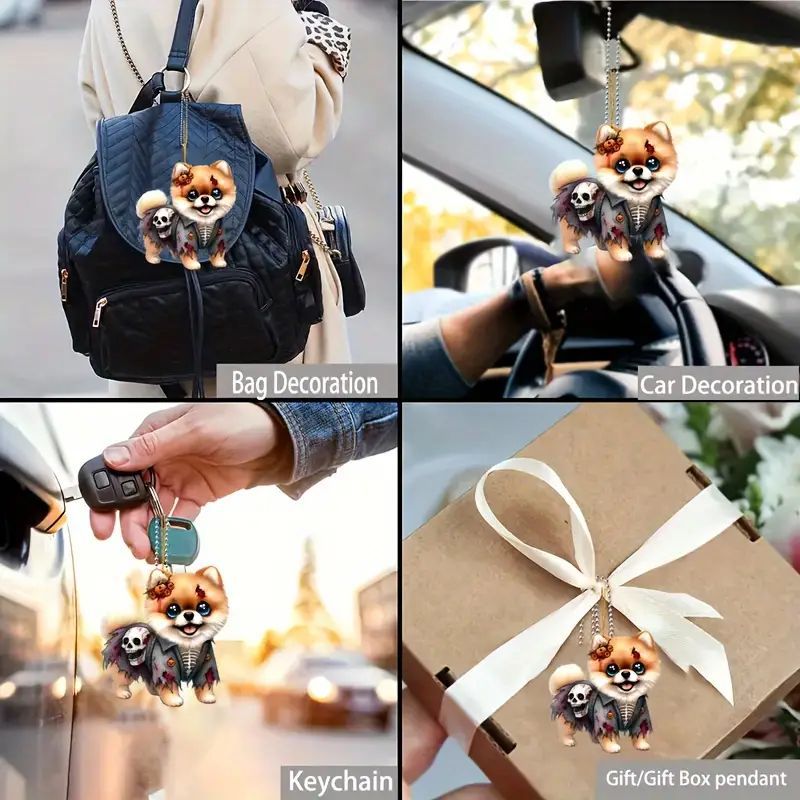 Acrílico Halloween 2D adorable perrito colgante de vacaciones transfronterizos nuevo colgante de automóvil plano colgante para el hogar image 3