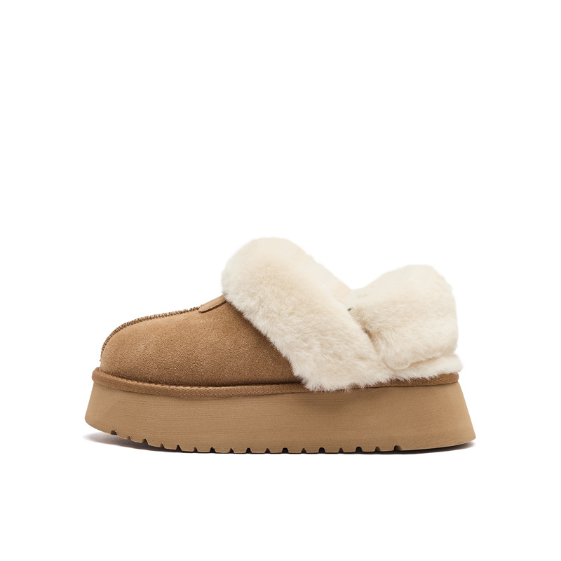 Botas de nieve de baja parte de Augu Lion para mujeres 2025, nuevo invierno con suela gruesa y terciopelo grueso en casa dos zapatillas de lana