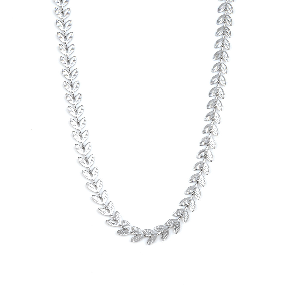 Titanium Steel Leaf Necklace Double Sided Versatile Design_voghion.com