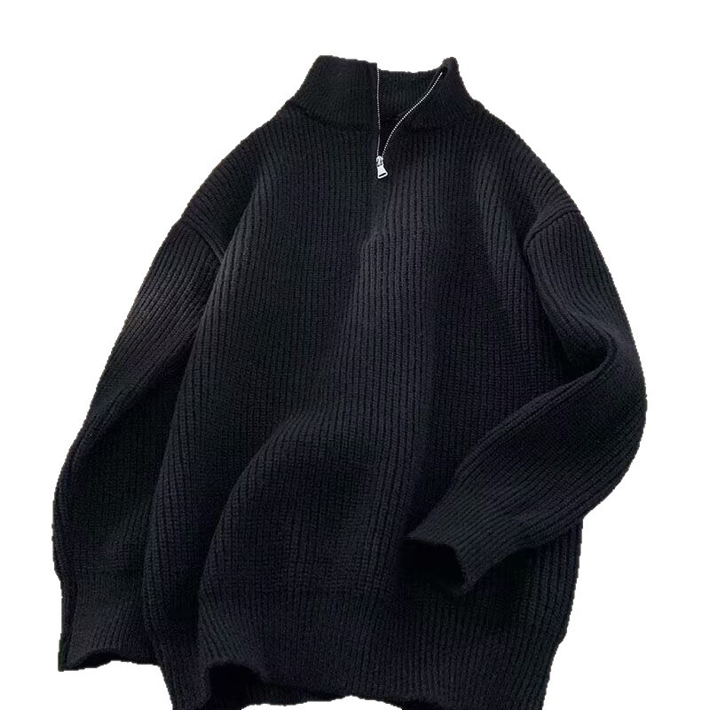 Inspirierter Polo-Strickpullover mit halbem Reißverschluss – Lässiger Oversize-Pullover für Herren (M-3XL, Stretch & pflegeleicht, Streetwear-Basic)_voghion.com