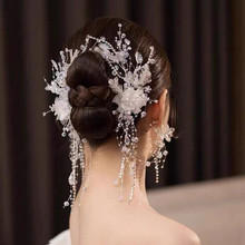 婚纱头饰新娘造型水晶珠子发夹韩式大气超仙森系新款结婚礼服发饰