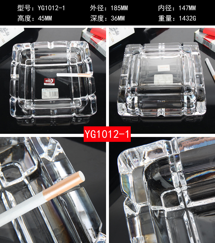 Manzana verde transparente diamante cigarrillos cenicero KTV hotel casero cuadrado cenicero de vidrio redondo al por mayor