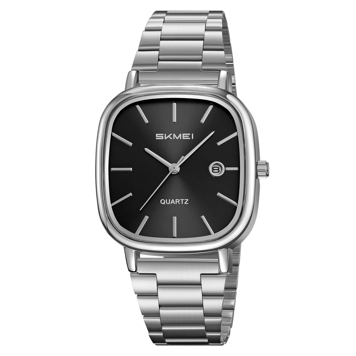 Reloj de cuarzo cuadrado retrógrado para hombres de negocios reloj de pulsera de correa de acero moda simple impermeable al por mayor transfronterizo
