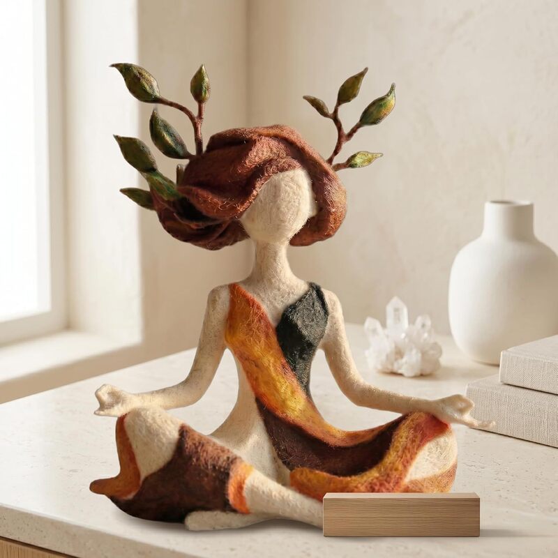 Nordic Style Resin Earth Goddess Yoga Ornament, Creative Zen Healing Home Decor Tabletop Decoration Gift