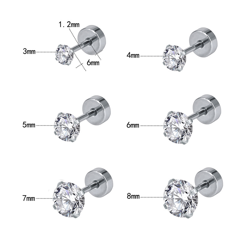 Gem Flower Rod Stud Earrings for Women - 316L Surgical Steel Screw Back Earrings Set detail image 14