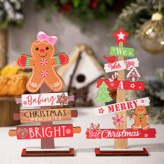 2種類のクリエイティブクリスマス装飾品クリスマス姜パイ人木製装飾クリスマスツリー木製アルファベットデスクトップ装飾
