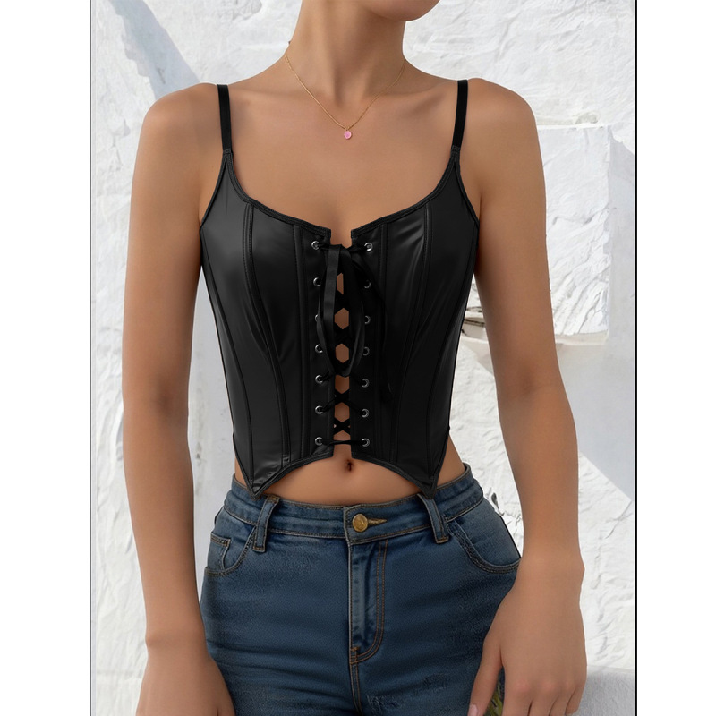 Amazon's Popular Cross-Border Export Item: Pu Leather Waist-Cinching Corset, Outerwear Tube Top, Camisole, Women's Fishbone Bra Amazon's Popular Cross-Border Export Item: Pu Leather Waist-Cinching Corset, Outerwear Tube Top, Camisole, Women's Fishbone Bra