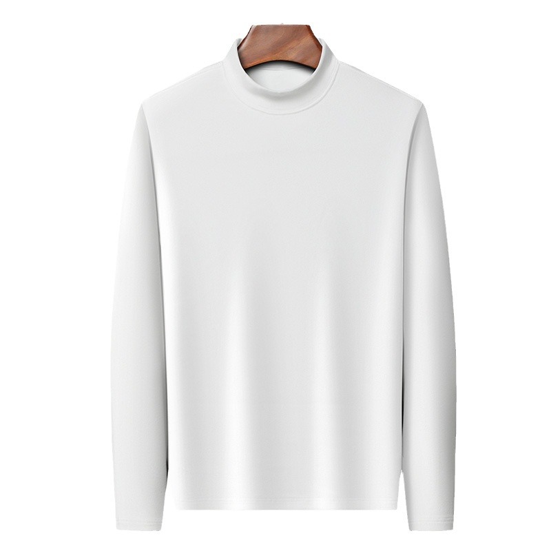 Yingao manga larga terciopelo color sólido medio cuello alto Otoño e Invierno hombres nueva ropa de otoño camiseta de los hombres de mediana edad al por mayor