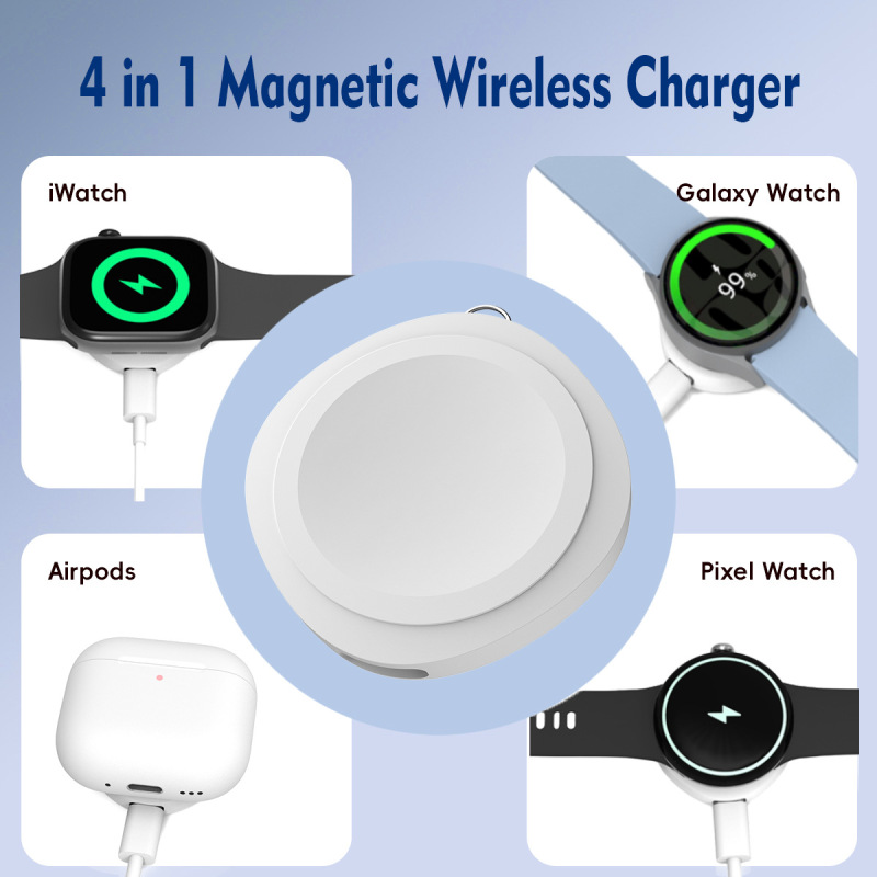 New Magnetic Watch Wireless Charger Portable for Apple Watch Headset Samsung Watch Google 1 Hand