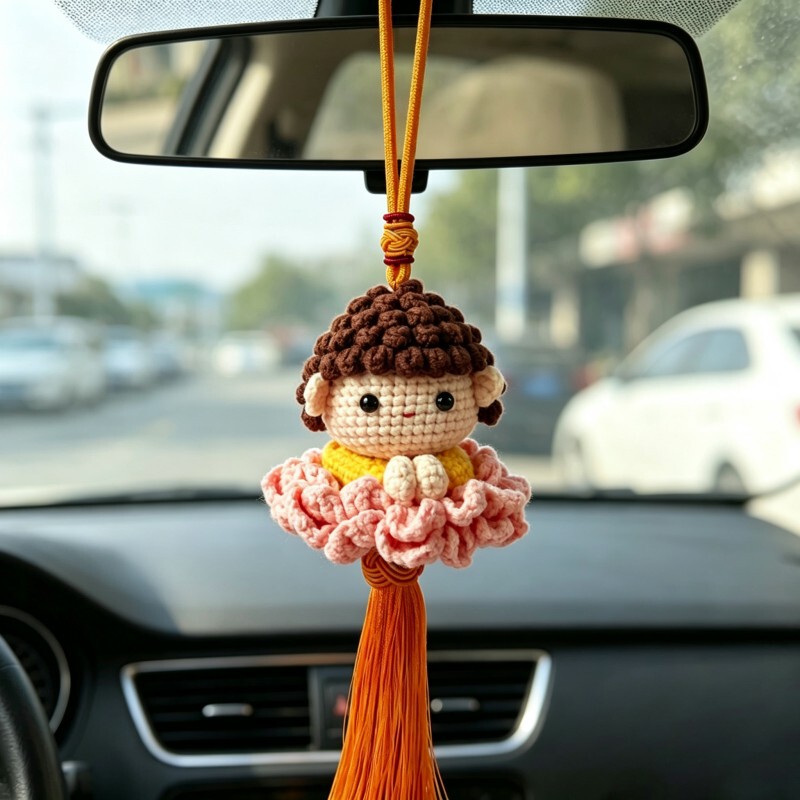 Lotus Buddha finished product, hand-knitted wool car pendant, handmade crochet car decoration, meaningful gift Lotus Buddha finished product, hand-knitted wool car pendant, handmade crochet car decoration, meaningful gift