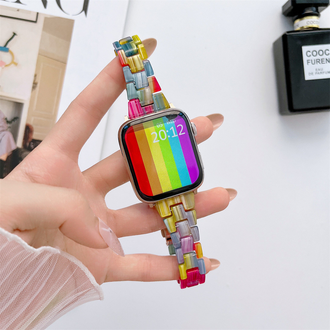 40g Weight Apple watch watchband Classification Resin Material Multicolor, Solid Color Pattern Casual, Retro Style Casual Retro Multicolor Solid Color Apple Watch Watchband 14