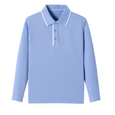 Primary and middle school students' spring and autumn long-sleeve polo shirts, white solid color school uniforms for boys and girls, British academic style school uniform sets