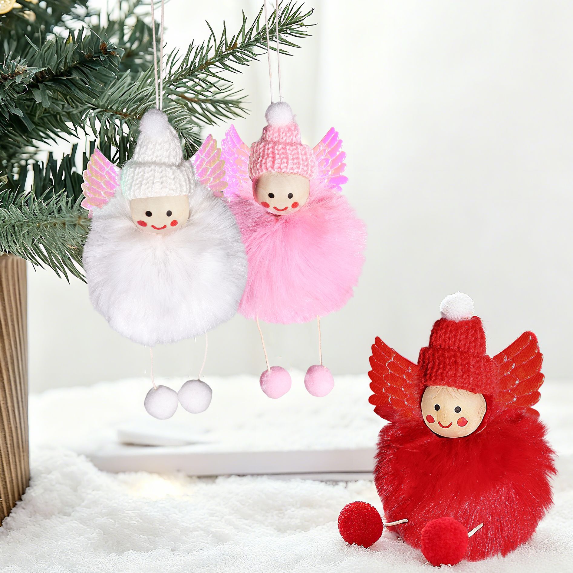Christmas Creative Plush Angel Doll Decoration Pendant Christmas Tree Scene Layout Room Holiday Party Pendant