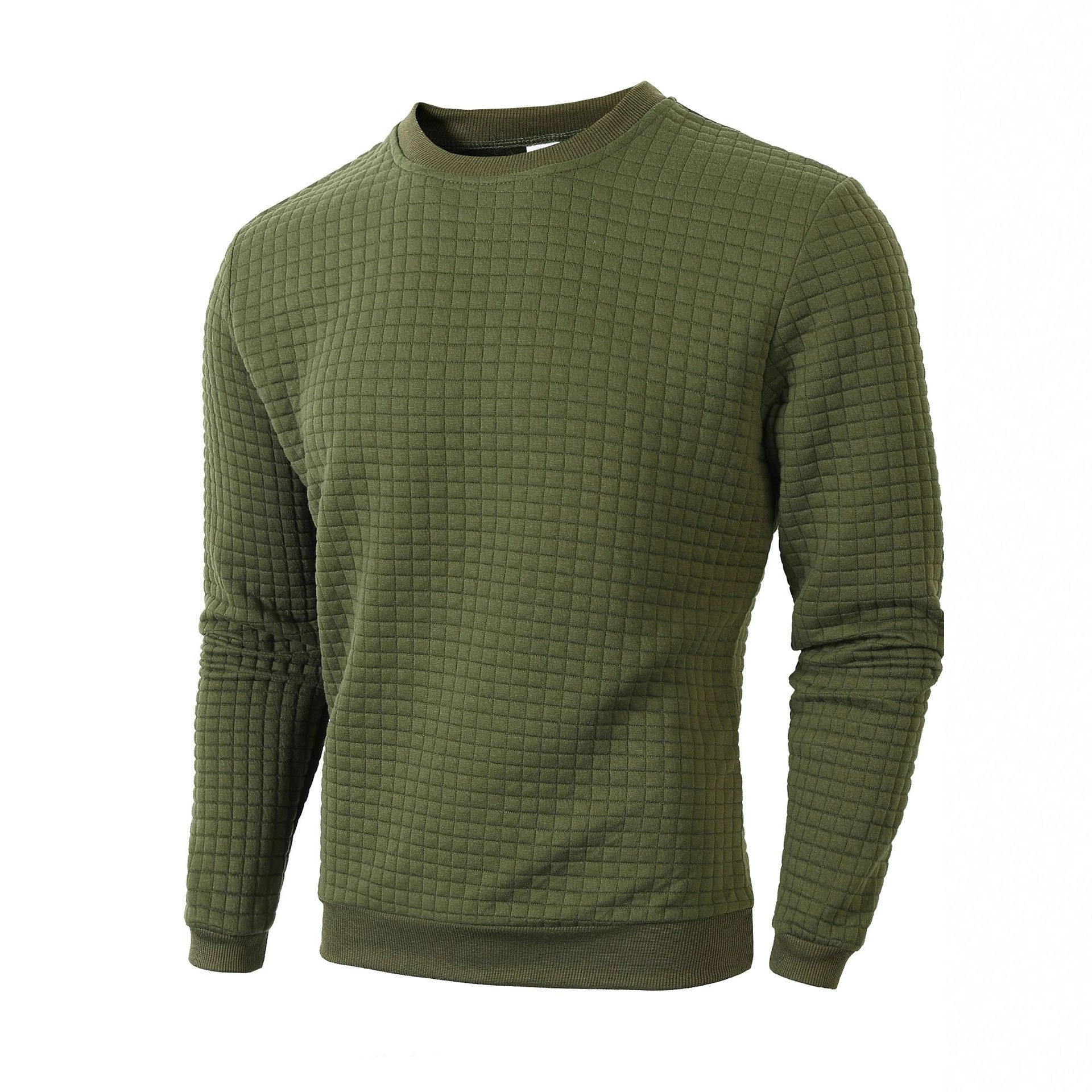 Transfronterizo tamaño europeo otoño y invierno nuevo estilo de hombre delgado cuello redondo manga larga cuadrícula personalidad europea y americana suéter casual hombre