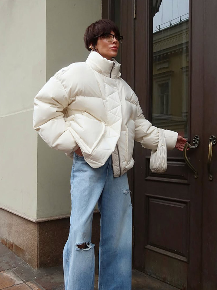 Suelto y cómodo ocio con cremallera de invierno cálido con sombrero de color sólido ropa de algodón de manga larga 2025 estilo europeo y americano transfronterizo