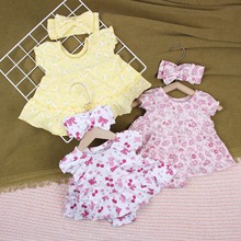 女童套装夏装2025新款婴儿短款衣服宝宝夏季连衣裙花朵小童短袖