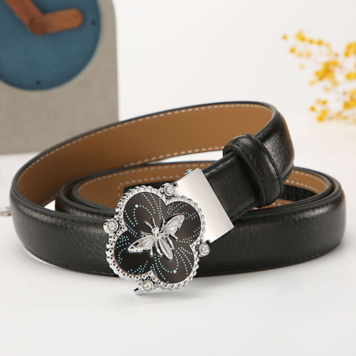 Women's belt genuine leather automatic buckle Korean style sweet and versatile belt for women 2.4cm wide wholesale