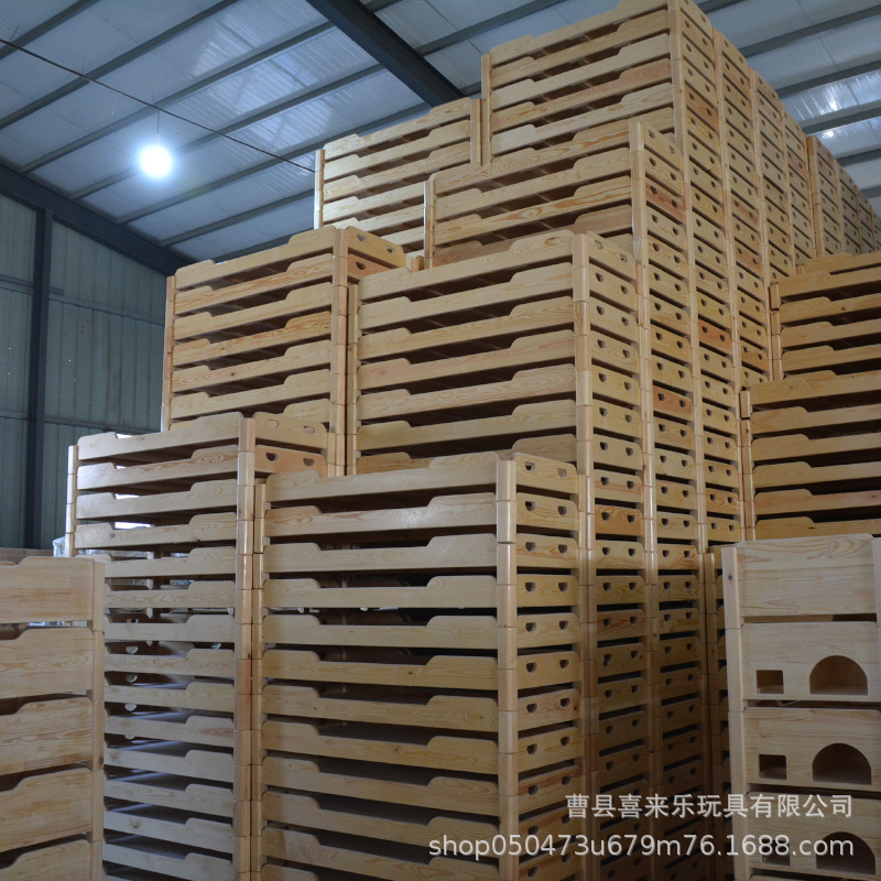 Kindergarten bed Children's noon break bed stacking bed Early tutoring class special bed solid wood single bed training class small bed