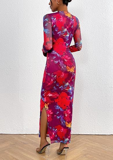 224g Weight Maxi Long Dress Dress Length Type Sleeveless Sleeve Length Tight skirt Dresses Type Sleeveless Sleeve Type Polyester, Milk Fiber Fabric Type High Waist Waist Line Daily, Evening Party Occasion Pullovers, Strapless Neckline Slim, Regular Fit Fit Type Floral Pattern Spring, Autumn Season Women's Gender Painted Design Style, Streetwear style Autumn New Long Sleeve Floral Print Tight Pleated Sexy Women Dress 30