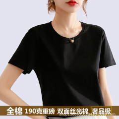 80本の重いポンドのシルクの綿のtシャツの女性の新型の婦人服の夏の純綿の丸首の半袖は半袖の白いtシャツを修理します。