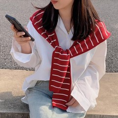 2025 春夏の新ファッションストライプニットショール女性のアウターシャツ西洋スタイルエアコンルームショルダーベスト