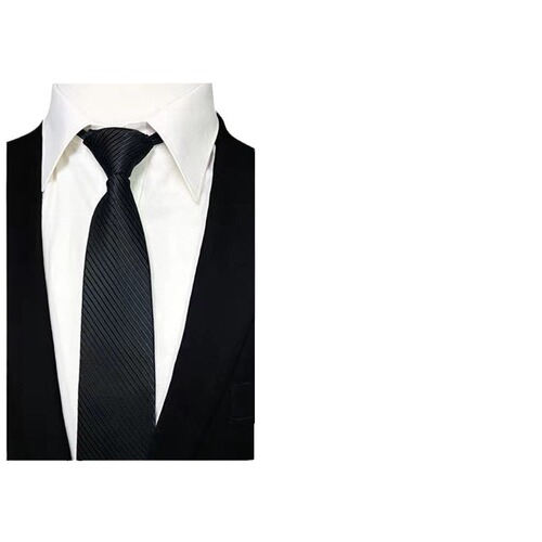Suit and tie business style zipper-free knot-free blue black men's tie with red stripes