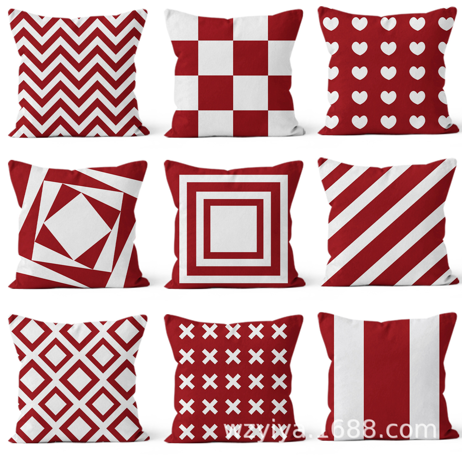 Guía de almohada de geometría roja simple almohada de almuerzo de oficina moderna almohada decoración de sofá de salón